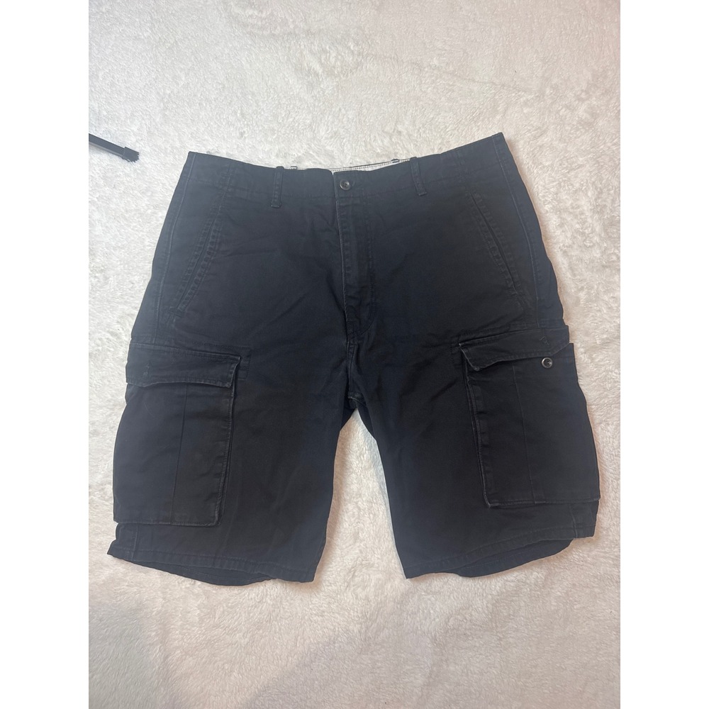 Levi's Cargo Shorts Mens W36 Black Good Cotton Twill Multi-Pocket Utility Casual